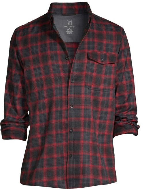 George Men's Premium Outdoor Long Sleeve Plaid Flannel, up to 5XL