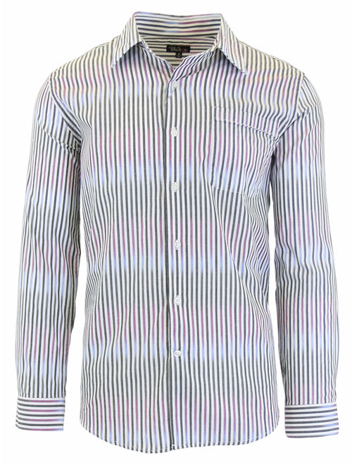 GBH Men's Long Sleeve Printed Dress Shirts With Chest Pocket