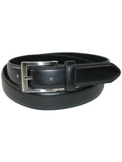 Men's Leather 1 1/8 Inch Basic Dress Belt with Silver Buckle
