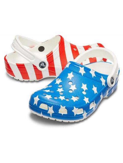 Crocs Mens and Womens Classic American Flag Clog Comfort Slip On