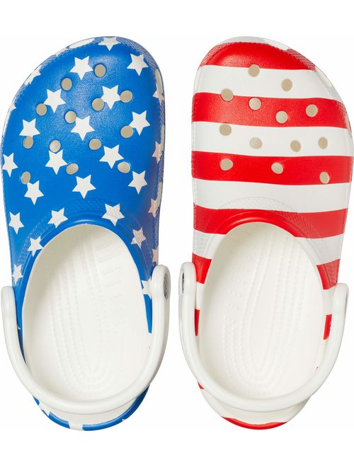 Crocs Men's and Women's Classic American Flag Clog Comfort Slip On