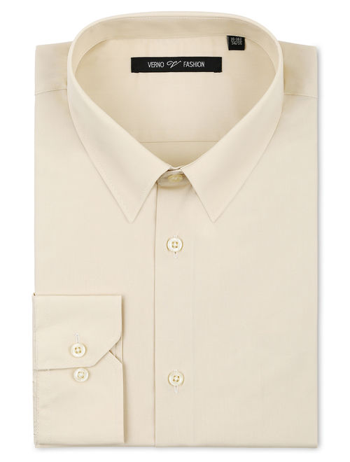 Verno Men's Basic Long Sleeve Slim Fit Solid Dress Shirt
