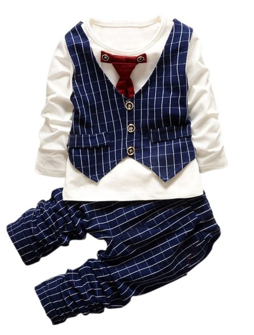 2Pcs Toddler Baby Boys Formal Suit Top+Pant Gentleman Clothes Set Outfits