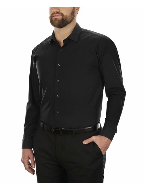 Kenneth Cole Unlisted Men's Dress Shirt Big and Tall Solid, Black, 18