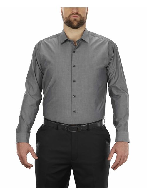 Kenneth Cole Unlisted Men's Dress Shirt Big and Tall Solid, Graphite, 18.5