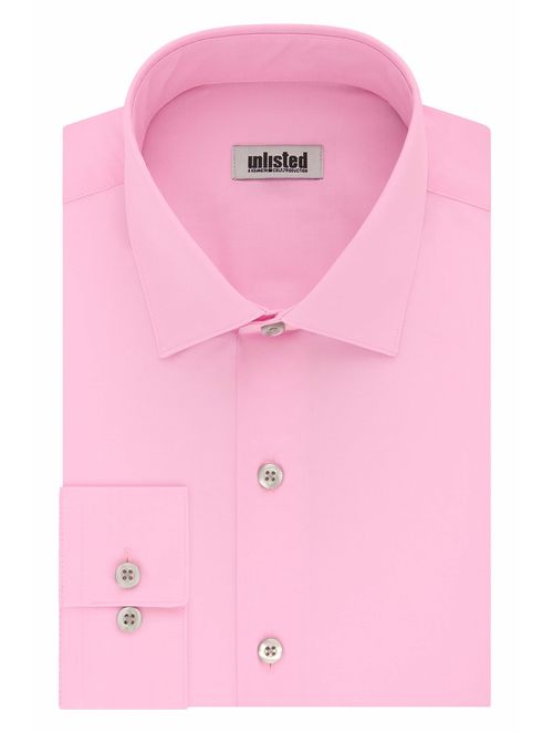 Kenneth Cole Unlisted Men's Dress Shirt Big and Tall Solid, Pink, 18