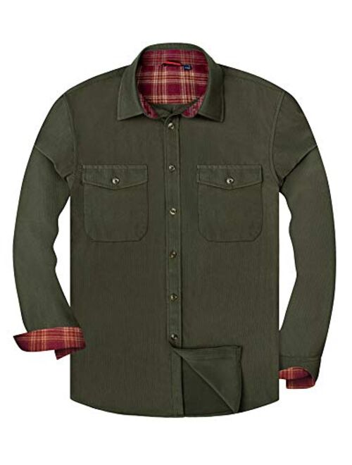 Alimens & Gentle Cotton Button Down Regular Fit Long Sleeve Plaid Flannel Casual Shirts
