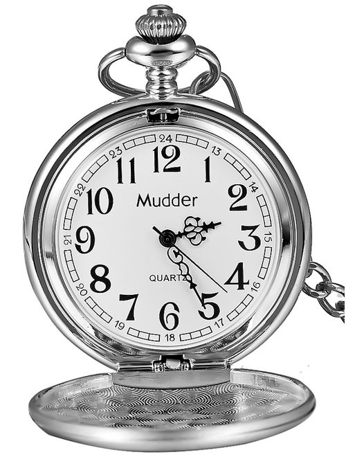 Mudder Classic Smooth Vintage Steel Mens Pocket Watch Xmas Gift
