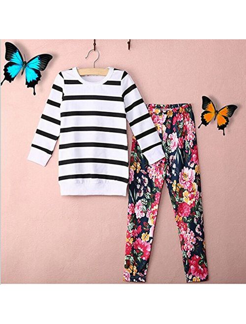 Little Girls Cute Long Sleeve Top & Pant Clothes Set
