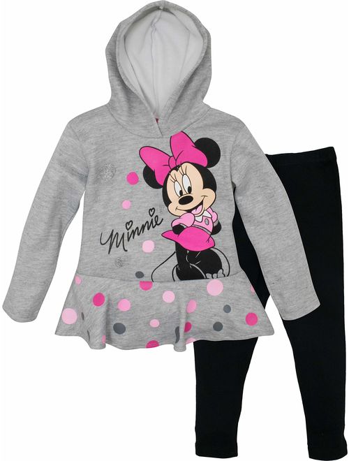Disney Girls' Minnie Mouse 2-Piece Fleece Hoodie and Leggings Clothing Set
