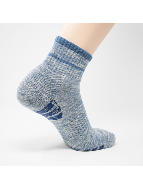 u&i Men's Performance Cushion Cotton Comfort Mid Cut Quarter Athletic Socks, Grey (4-Pack)