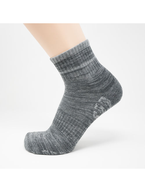 u&i Men's Performance Cushion Cotton Comfort Mid Cut Quarter Athletic Socks, Grey (4-Pack)