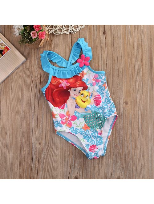 1-7Y Cute Kids Baby Girls Little Memaid Swimwear Swimsuit Bathing Suit Beachwear