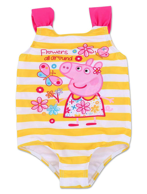Peppa Pig Toddler Girls' Flowers All Around One Piece Swimsuit - Yellow/White