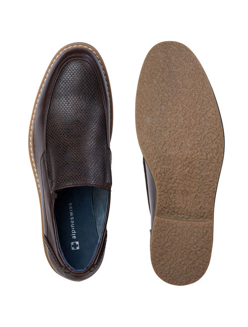 Alpine Swiss Carter Mens Slip On Loafers Snakeskin Dress Shoes Leather Lined