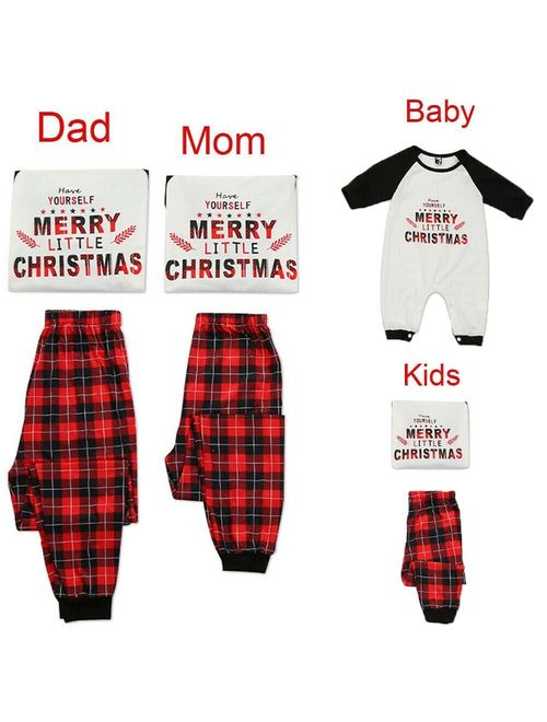 Christmas Family Matching Pajamas Set Adult Women Kids Sleepwear Nightwear