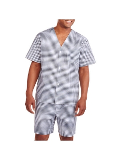 Big and Tall Men's Short Sleeve, Knee-Length Pant Print Pajama Set