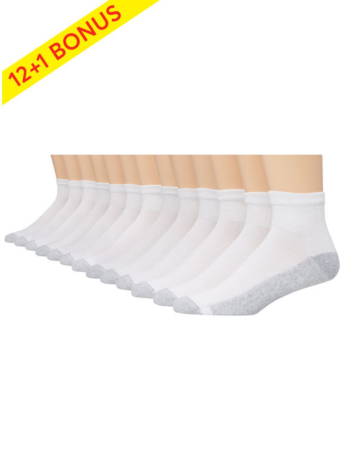 Hanes Men's Cushion FreshIQ Ankle Socks 12 + 1 Bonus Pack