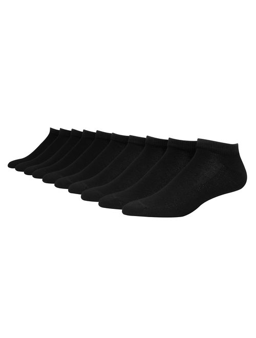 Hanes Mens FreshIQ Low Cut Cushion Socks, 12 Pack, Black, Size 6-12