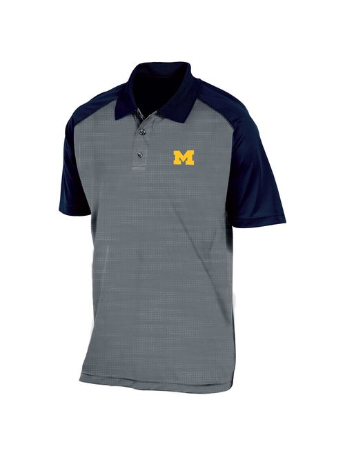 Men's Russell Athletic Black Michigan Wolverines Color Block Polo