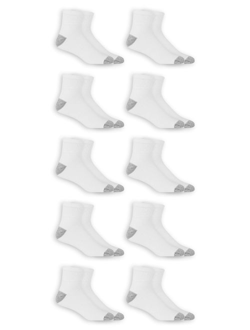 Athletic Works Men's Ankle Socks, 10 Pack, White, Size 6-12