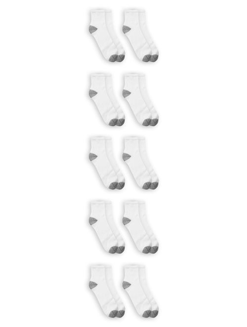 Athletic Works Men's Ankle Socks, 10 Pack, White, Size 6-12