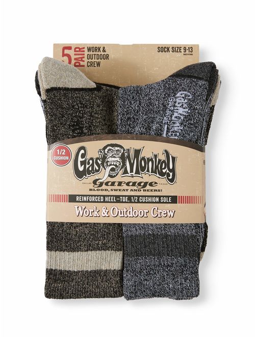 Gas Monkey Garage Men's Cushion Crew Work Socks 5 Pack
