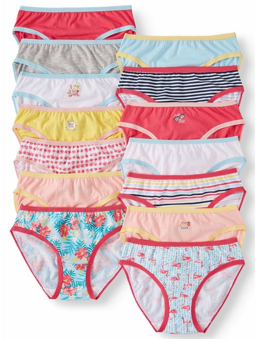 Wonder Nation Girls' Underwear Cotton Bikini Panties, 14 Pack (Little Girls' & Big Girls'), Size 6