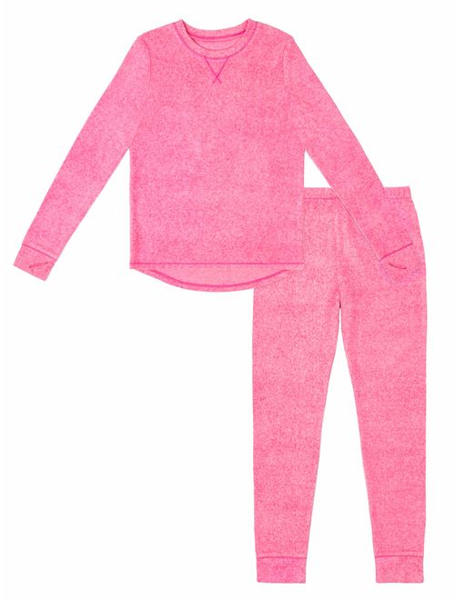 Cuddl Duds Climate Right Girls Stretch Fleece Thermal Underwear Set, (Little Girls & Big Girls)