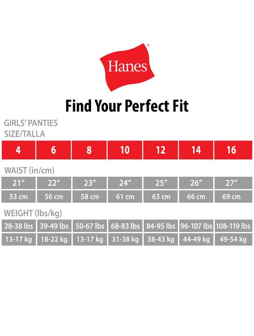 Hanes Girls Tagless Brief Underwear, 10 Pack Panties (Little Girls & Big Girls)
