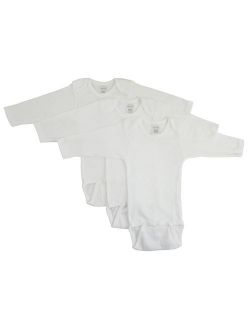 Bambini White Long Sleeve Onesie Bodysuits, 3pk (Baby Boys Or Baby Girls, Unisex)