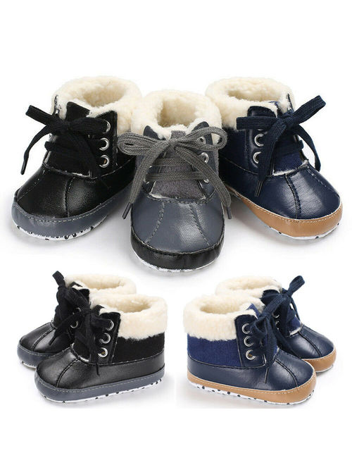 New Infant Toddler Shoes Baby Boy Ankle Snow Boots Crib Shoes Anti-slip Sneakers