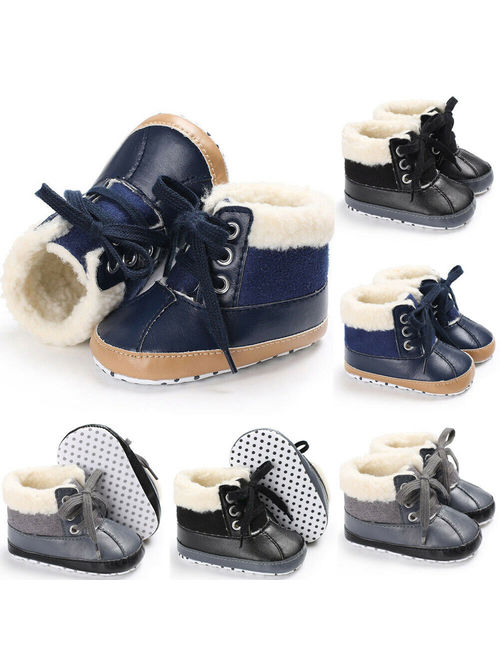 New Infant Toddler Shoes Baby Boy Ankle Snow Boots Crib Shoes Anti-slip Sneakers