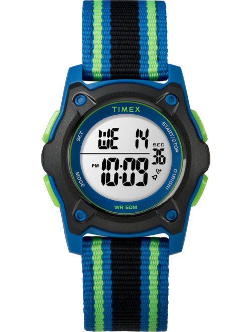 Timex Kids Time Machines Digital 35mm Blue/Black/Green Watch, Double-Layered Nylon Strap