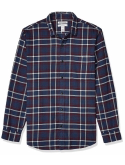 Men's Slim-Fit Long-Sleeve Plaid Flannel Shirt