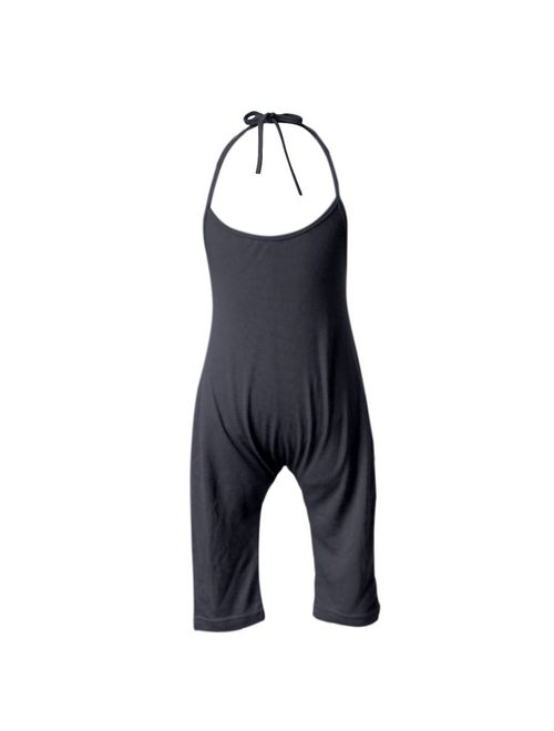 Darkyazi Baby Girls Cute Grey Summer Jumpsuits for Kids Backless Harem Strap Romper Jumpsuit Toddler Pants Size 2-8Y