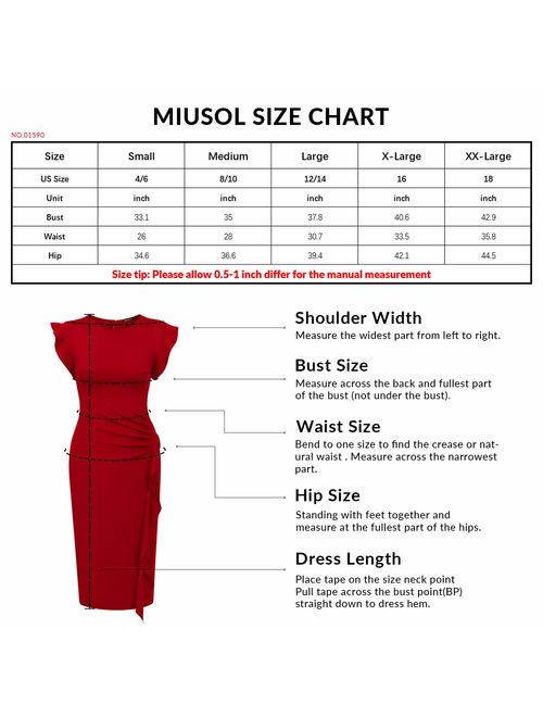 Miusol Women's Business Retro Ruffles Slim Cocktail Pencil Dress