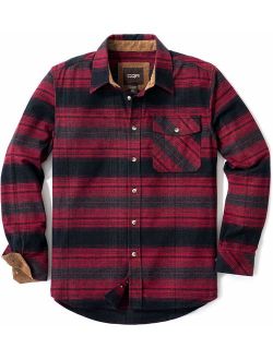 Men's Flannel Long Sleeved Button-Up Plaid All-Cotton Brushed Shirt