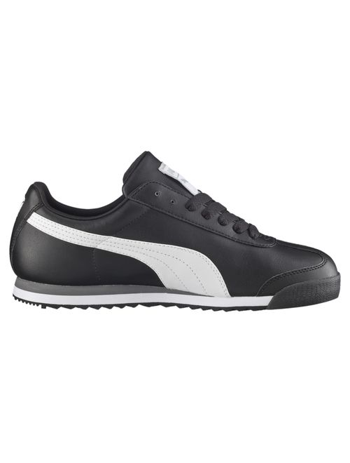 puma men's roma basic fashion sneaker, black/white/silver - 9 d(m) us