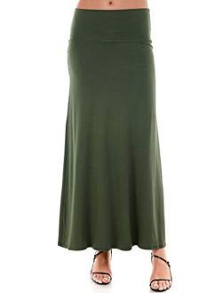 Azules Women's Rayon Span Regular to Plus Size Maxi Skirt - Solid
