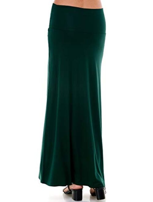 Azules Women's Rayon Span Regular to Plus Size Maxi Skirt - Solid