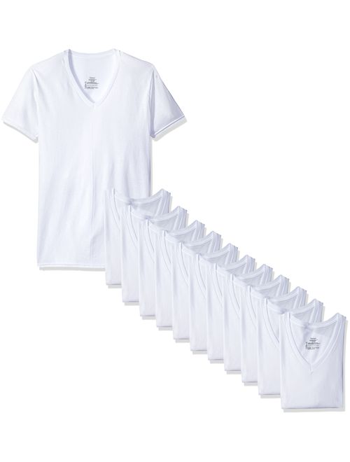 Hanes Men's White and Assorted Cotton Solid  V-Neck T-Shirts