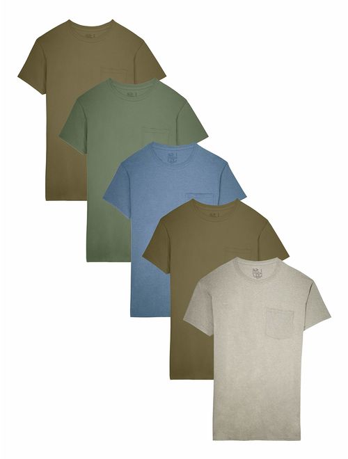 Fruit of the Loom Cotton Solid Crew Neck Pocket T-Shirt Multipack