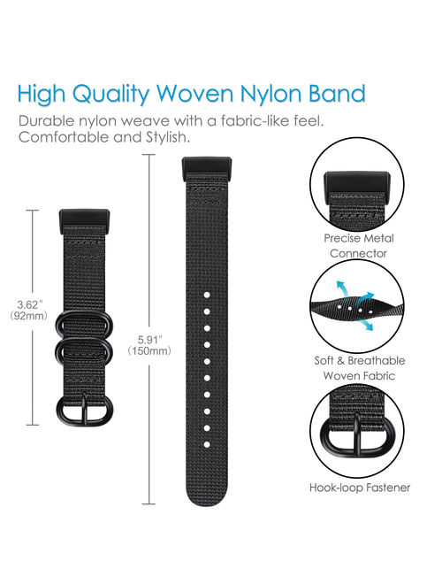 Fintie Bands for Fitbit Charge 3 SE Fitness Activity Tracker, Soft Woven Nylon Sports Band Replacement Strap Black