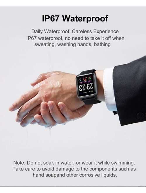 Fitness Tracker Watches, Waterproof Activity Tracker w/ Heart Rate Blood Pressure Monitor Bluetooth Smart Watch Wireless Smart Bracelet Sleep Monitor Pedometer Wristband 