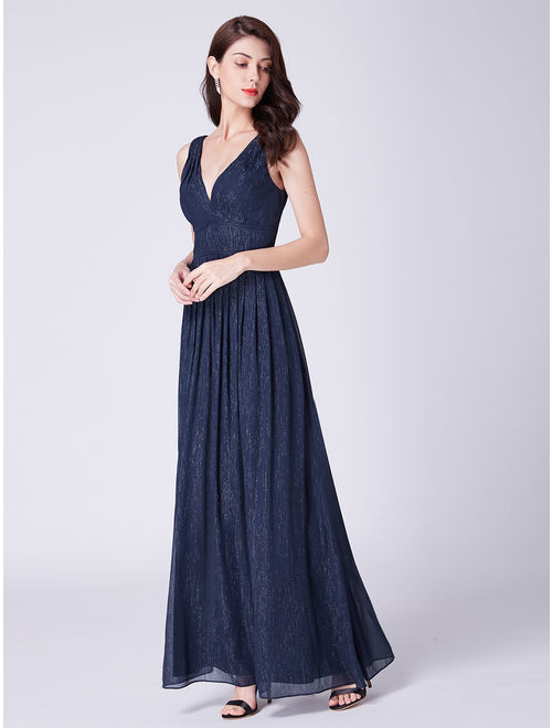 Ever-Pretty Women's Navy Blue Long Formal Evening Party Bridesmaid Wedding Guest Dresses for Women 07465 US 4