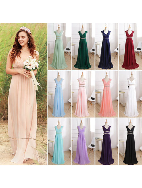 Ever-Pretty Womens Beaded Empire Waist Long Wedding Party Bridesmaid Evening Dresses for Women 86972 Burgundy US4