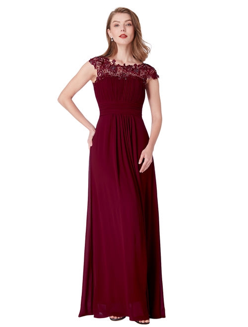 Ever-Pretty Womens Vintage Floral Lacey Prom Dresses for Women 99933 Burgundy US4
