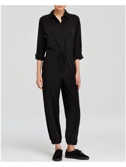 MAXMARA Womens Black Tie Collared Button Up Jumpsuit Size: 4