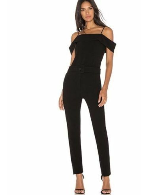 Theory Off the shoulder admiral crepe black jumpsuit NWT 00 $475.00